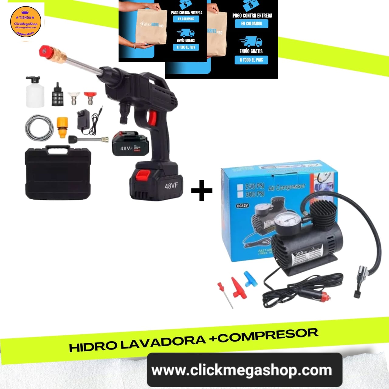 Combo Hidrolavadora +Bateria + Compresor