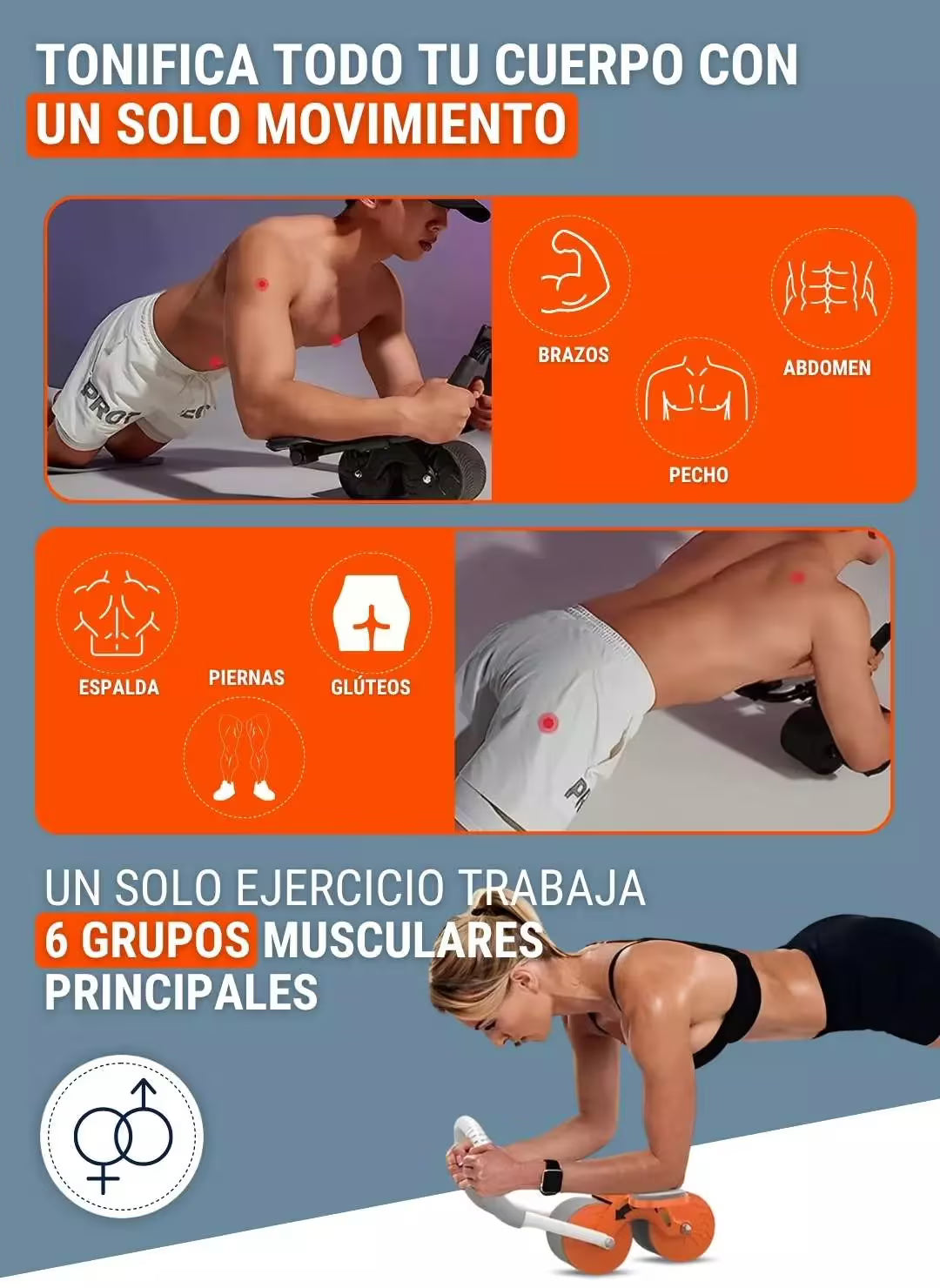 👊🚀RUEDA ABDOMINAL DOBLE SOPORTE PARA CODO👊🚀