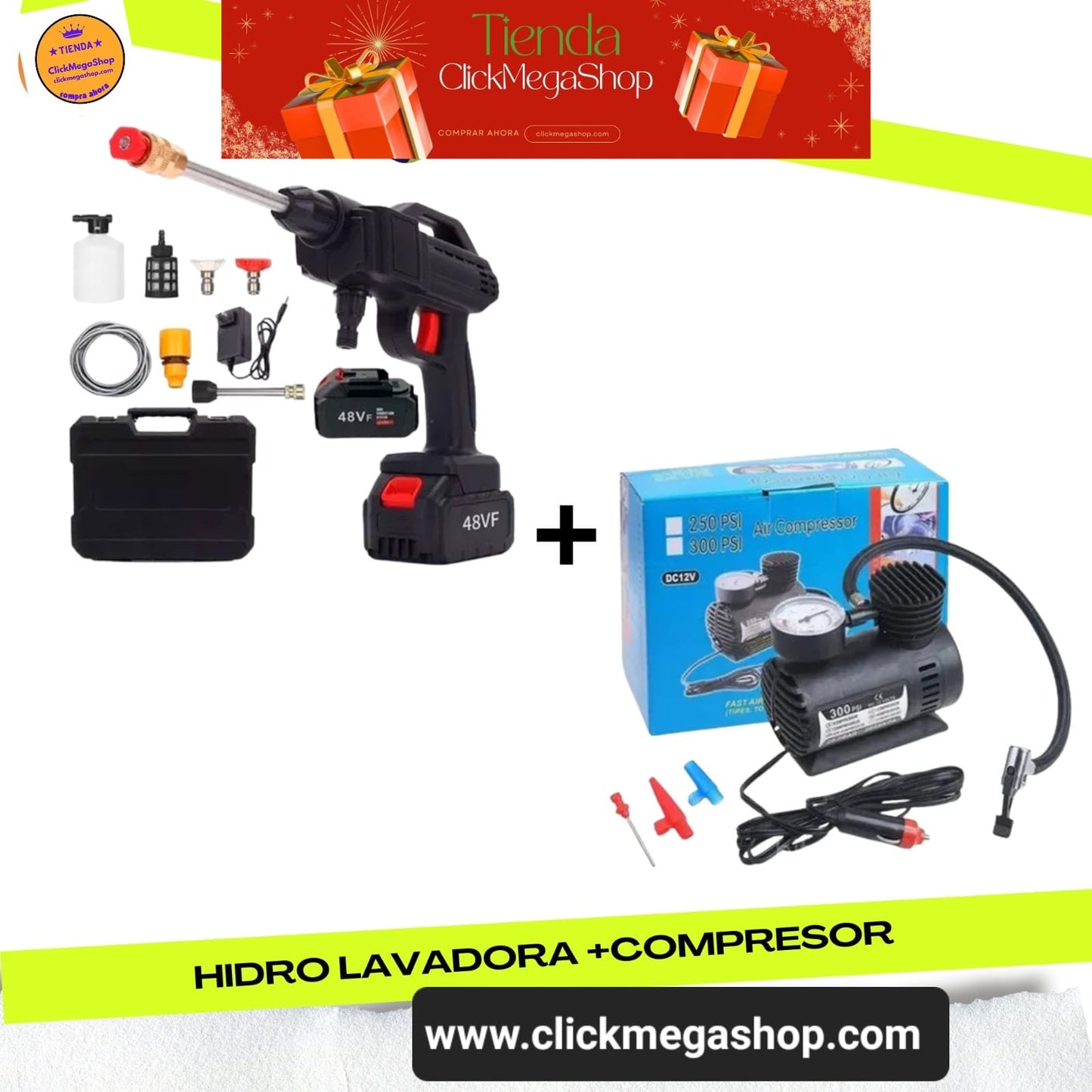 Combo Hidrolavadora +Bateria + Compresor